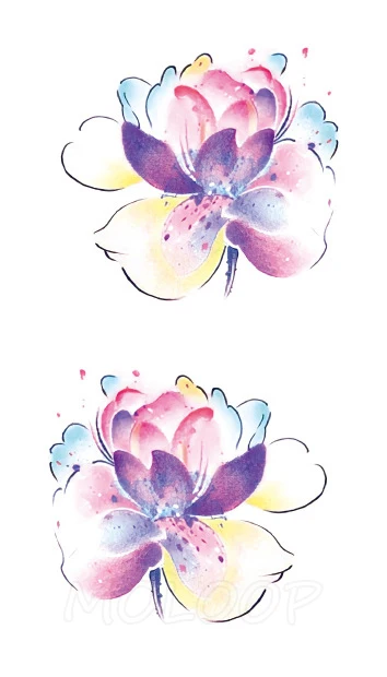 Tattoos Sticker color ink Lotus plant rose flower Little Element Body Art Water Transfer Temporary Fake tatto for kid girl boy | Красота и
