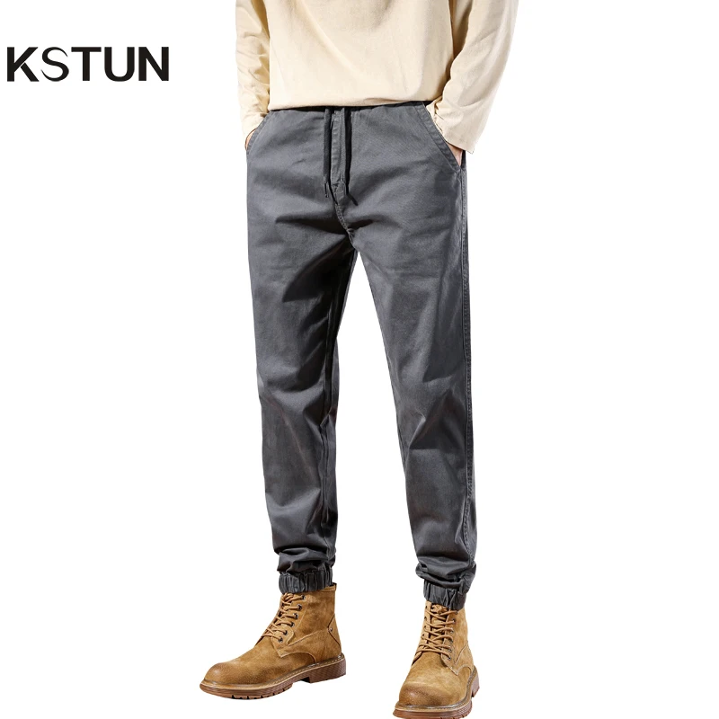 

Men's Joggers Pants Elastic Waist Drawstring Ankle Banded Pants Green Black Grey Khaki Casual Trousers For Man Streetwear Cotton