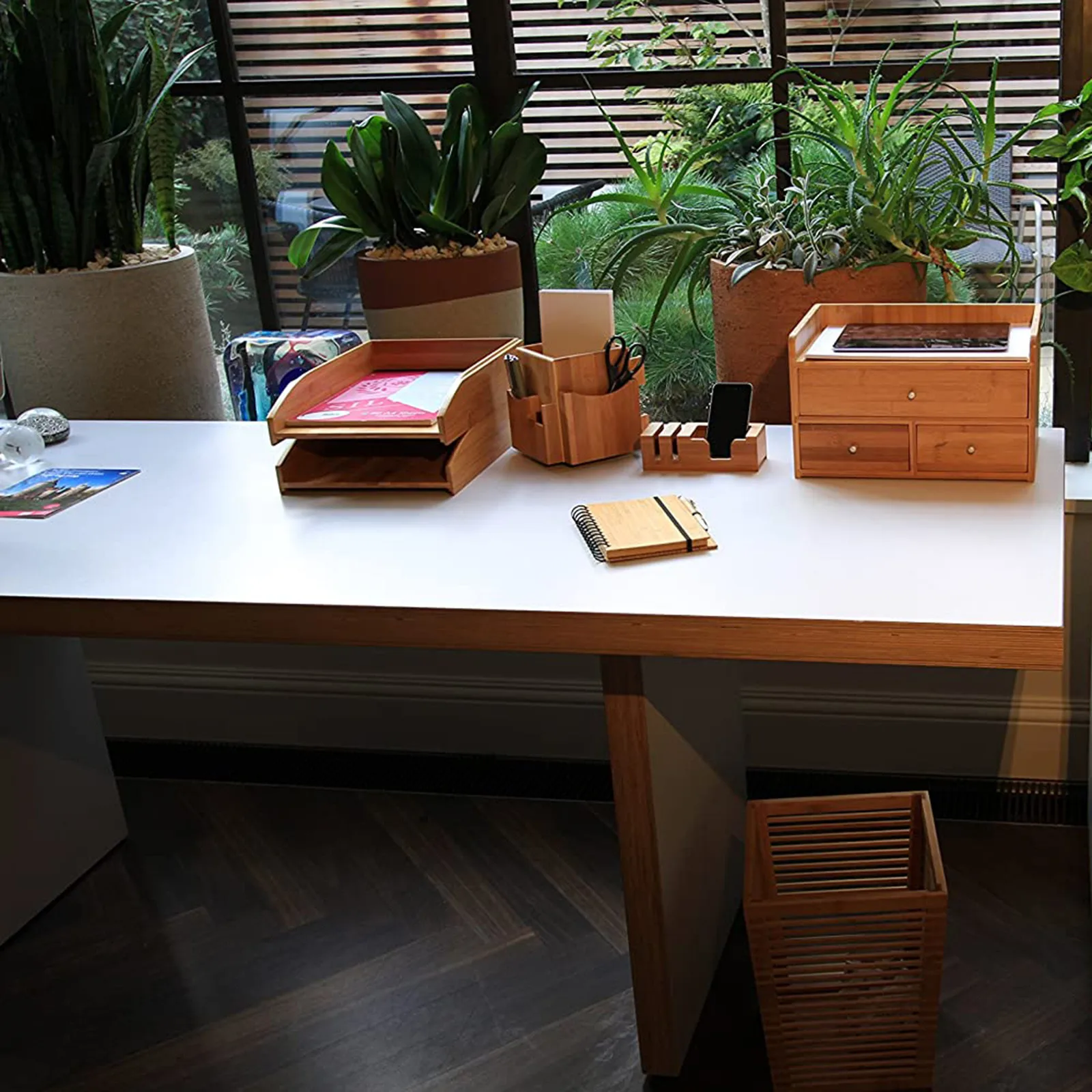 

Wooden storage box multifunctional office desktop learning storage box desktop debris box learning supplies storage rack