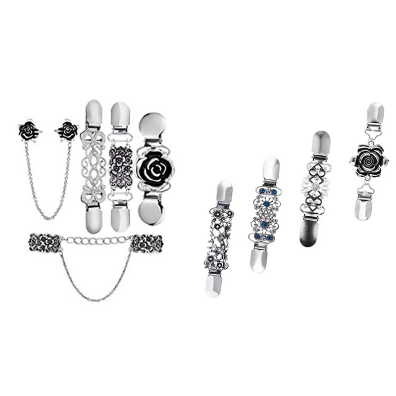 

9 шт. свитер зажим для шали s набор кардиган Ретро зажим для воротника для шали для женщин и девушек, древнее серебро и серебро