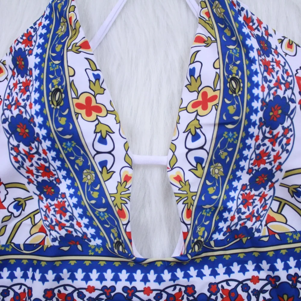 Винтажный купальник с оборками, Женский Цельный купальник с v-образным вырезом, сексуальный боди с открытой спиной, Мягкий купальник, монокини, женская пляжная одежда