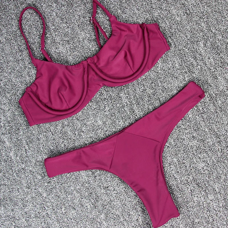 2020, new solid-colored steel-ringed Bikini, two-piece bathing suit, sexy Bikini swimming suit for women 2 piece swimsuit women