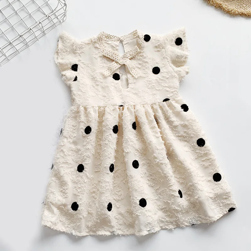 

New Girl Dress Cute Polka Dot Princess Dress Fashion Children's Clothes Flying Sleeve Bow Summer Dress