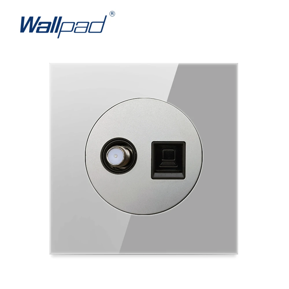 Компьютерная розетка Wallpad Satellite SAT Data Internet Rj45 Ethernet RJ45 CAT6 серая закаленная
