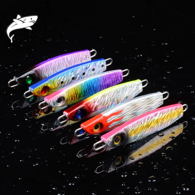 

6Pcs/Lot Metal Jigging Fishing Lures 8cm/40g Spoon Iron Plate Long Shot Laser Lead Baits Lipless Boat Sea Fishing Jig Lures