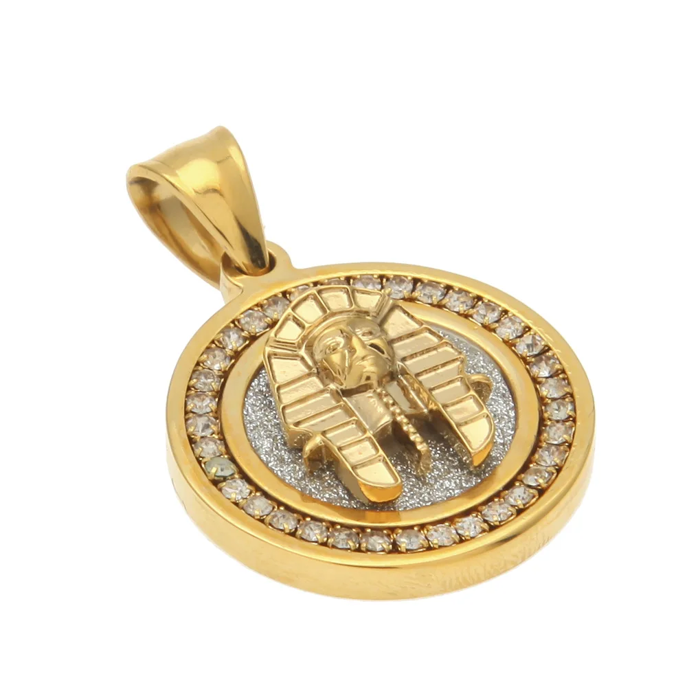 Нержавеющая сталь золотой хип хоп винтажный кулон в виде египетского фараона