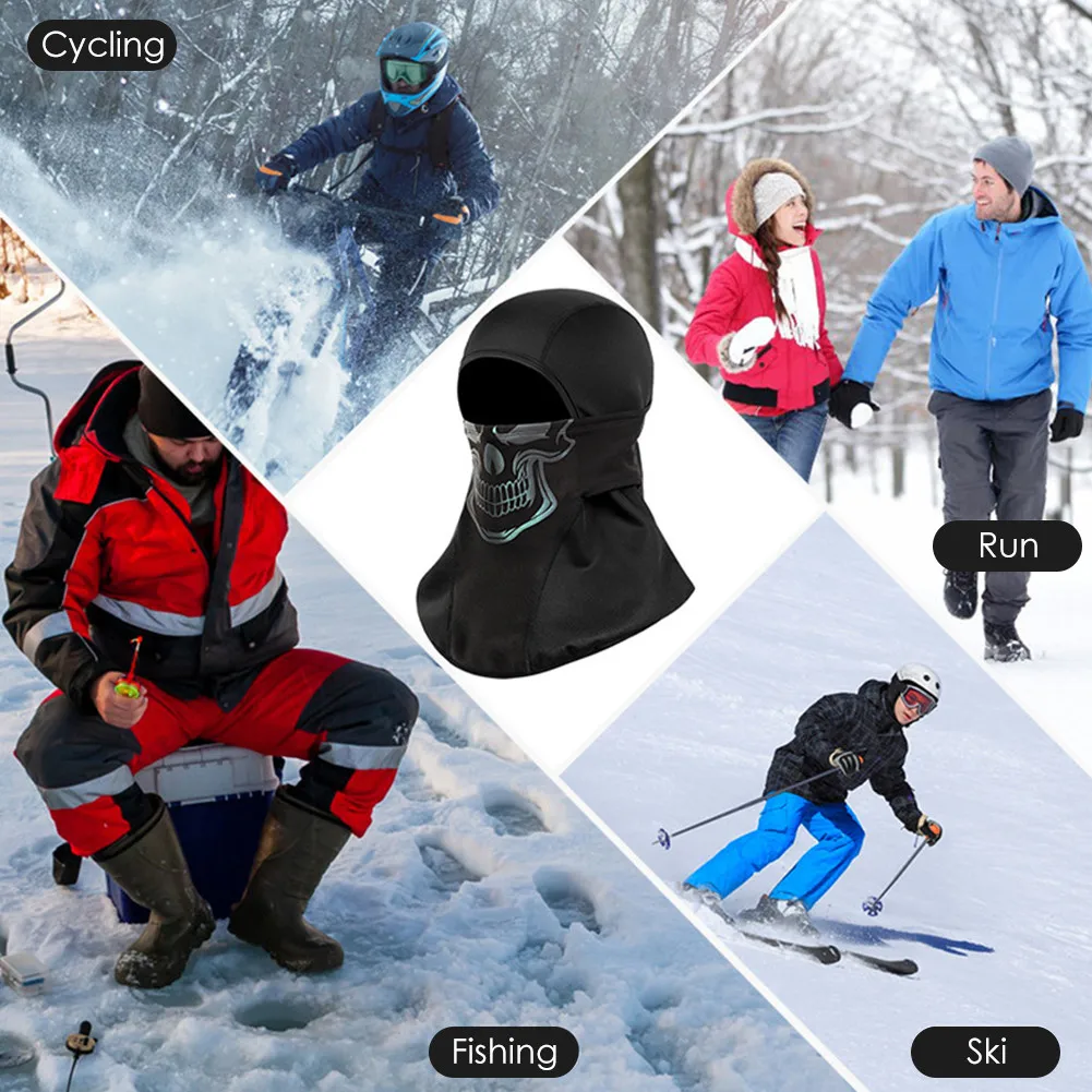 

Winter Cycling Headgear Reflective Skull Colorful Face Mask Motorcycle Face Mask Warm Windproof Breathable Bib For Enhanced