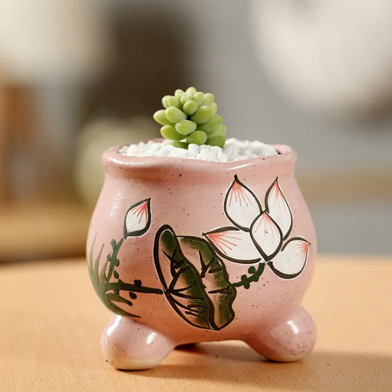 Горшок для суккулентов цветочный горшок ручной росписи миска с большим пальцем