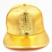 doitbest metal golden dollar style mens baseball cap hip hop cap leather adjustable snapback hats for men and women