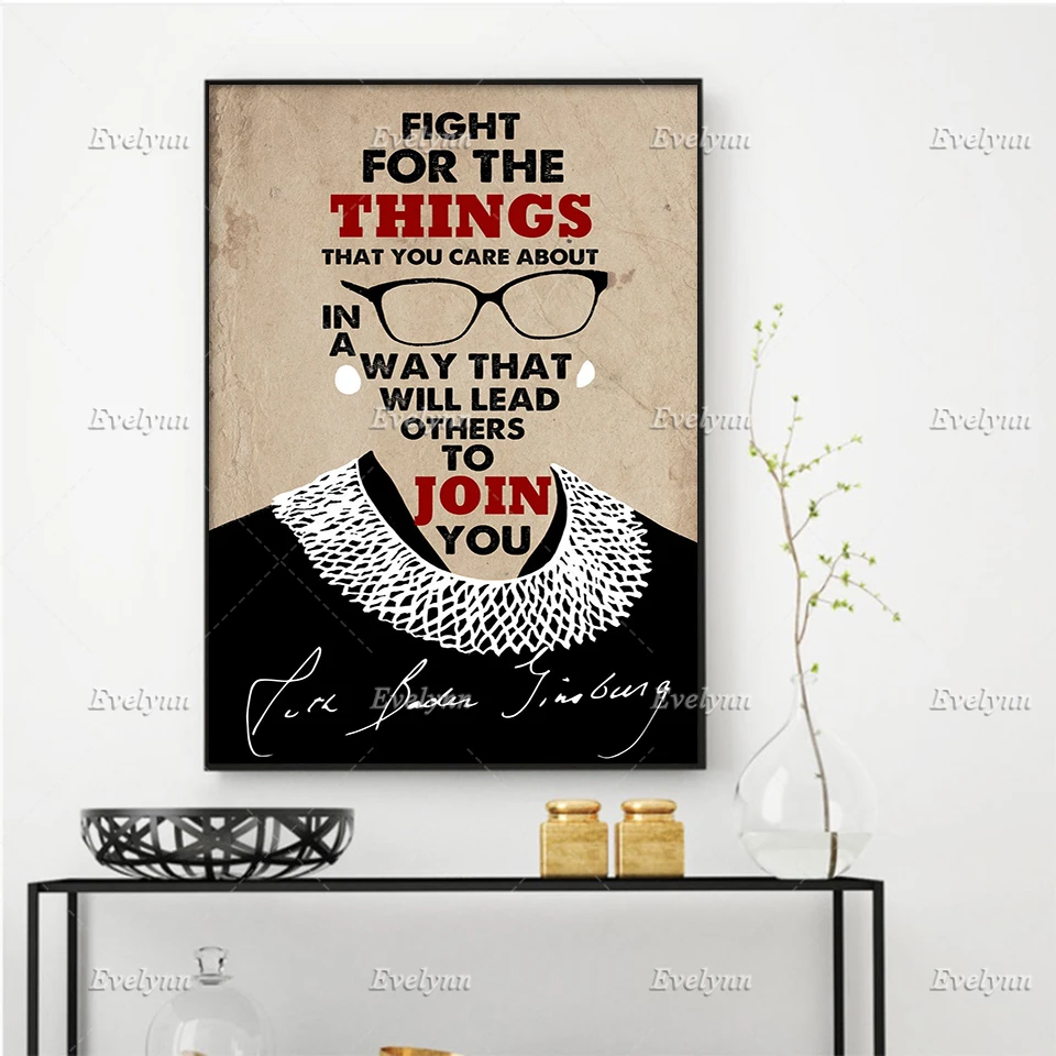 

Notorious RBG Retro Poster Fight For Things Poster Ruth Bader Ginsburg Wall Art Prints Home Decor Canvas Gift Floating Frame