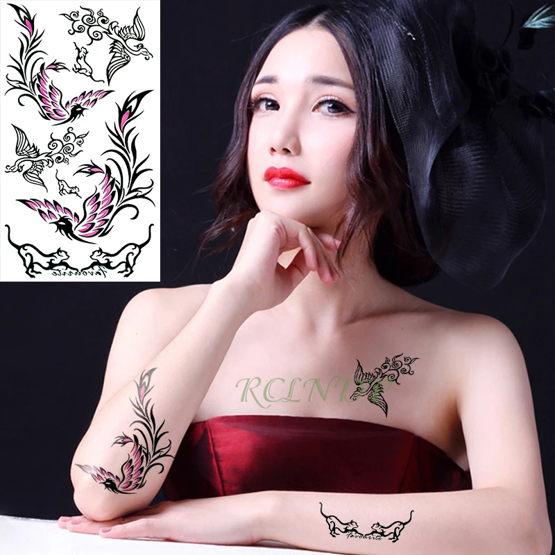 Водостойкая временная татуировка наклейка феникс птица крыло тату стикер s