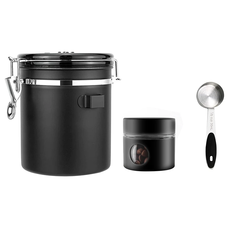 

Airtight Coffee Canister 1.5L Vacuum Sealed Container With Cantilever Lid CO2-Release Valve Measuring Scoop Travel Jar