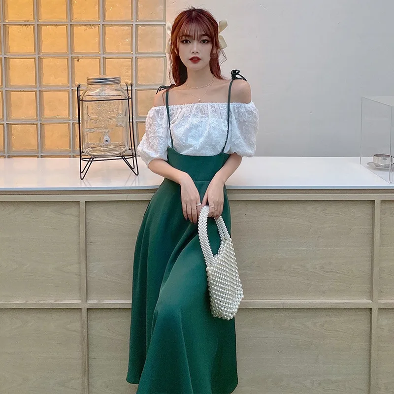 

Large Size One-shoulder Suspender Skirt Summer 2021 New Small Fresh Holiday Dress Suit