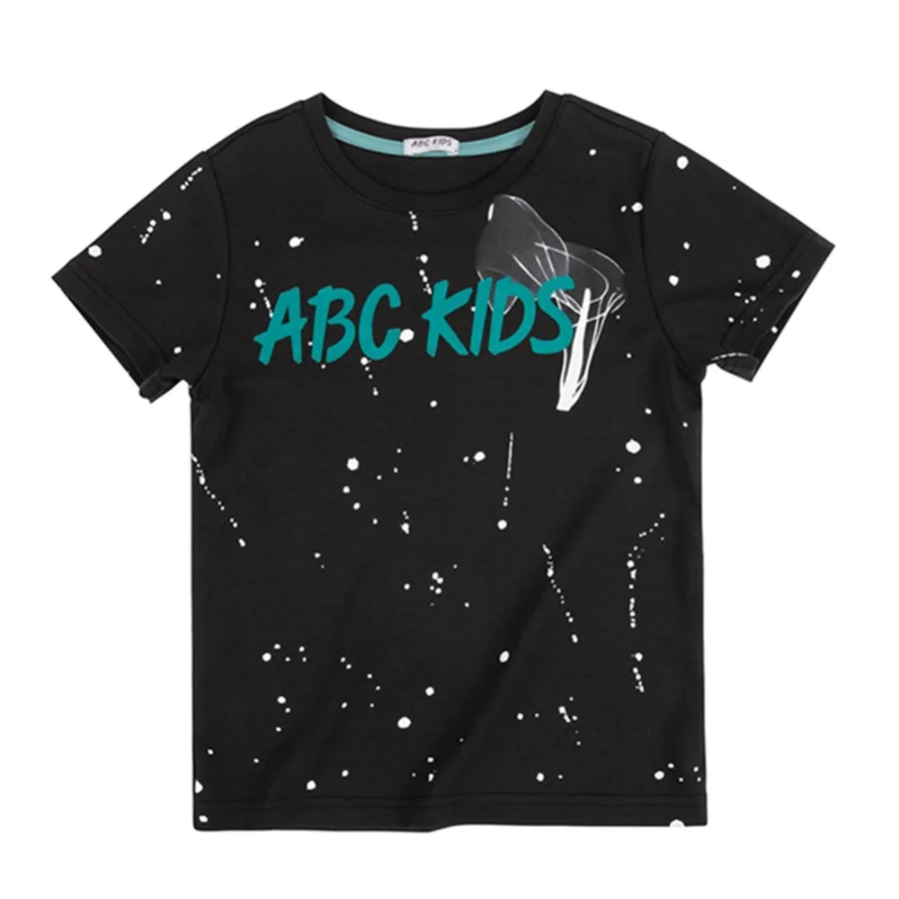 ABCKIDS/Летняя хлопковая Футболка с буквенным принтом для маленьких мальчиков топы