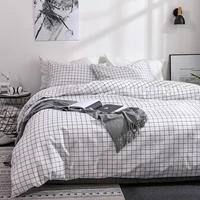 gird duvet cover set pillowcase for women girls boys plaid striped ins chic twin queen king size home bedclothes bedding set