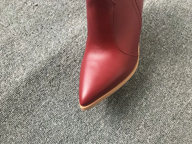 Женские ковбойские ботильоны с острым носком желтые красные черные белые или