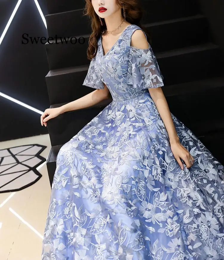 

Женское кружевное платье, с длинным рукавом, высокой талией и V-образным вырезом