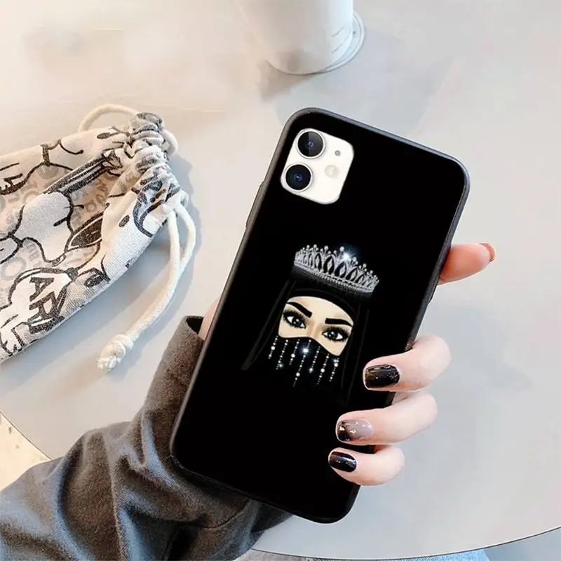 

Ottwn Arabic Hijab Girl Queen Crown Phone Case for iPhone 11 12 pro XS MAX 8 7 6 6S Plus X 5S SE 2020 XR mini