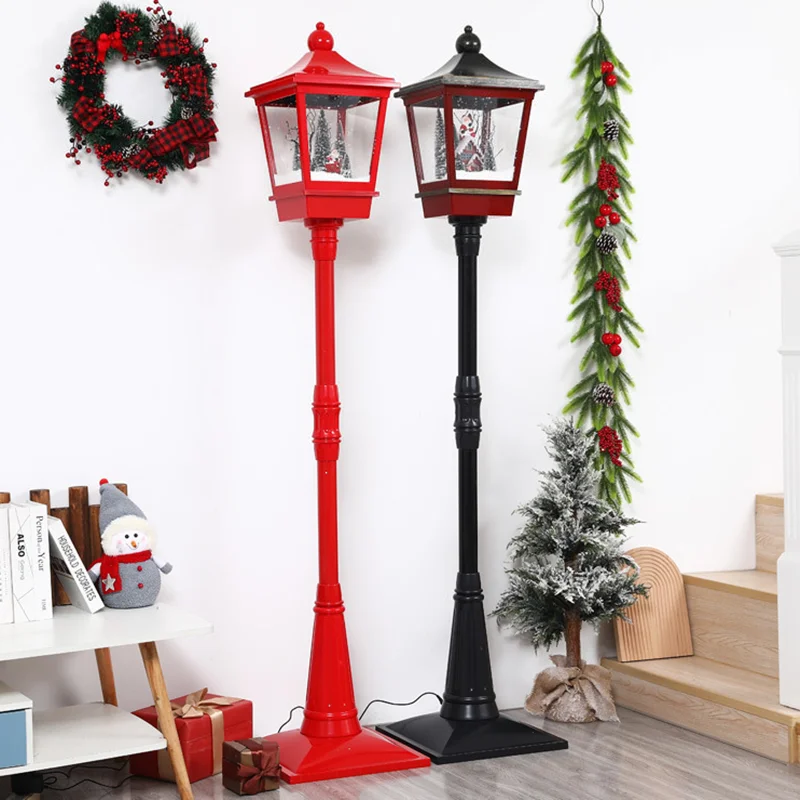 

185cm Christmas Decoration Snow Street Light With Music Western Style Merry Christmas Supplies For Garden Layout Festival Party