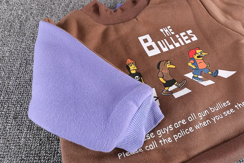 

Baby Autumn Winter Thicken Warm Clothing Set Baby Personality Clothing Sets Velvet Cartoon Pattern Hooded 2 Pieces Sports Suit