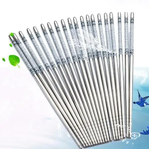 2020 Новая мода китайский стиль белые палочки для еды рисунок лоза нержавеющая