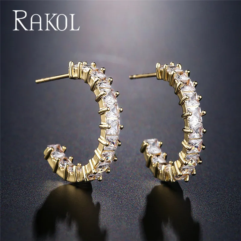 

Женские серьги-гвоздики с фианитами, в вечерние ле ретро