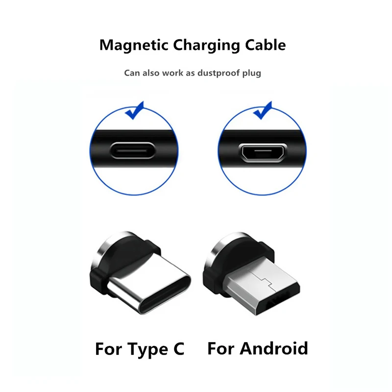 Круглый Магнитный кабель Тип C Micro USB 8 pin вилки Быстрая Зарядка адаптер телефон