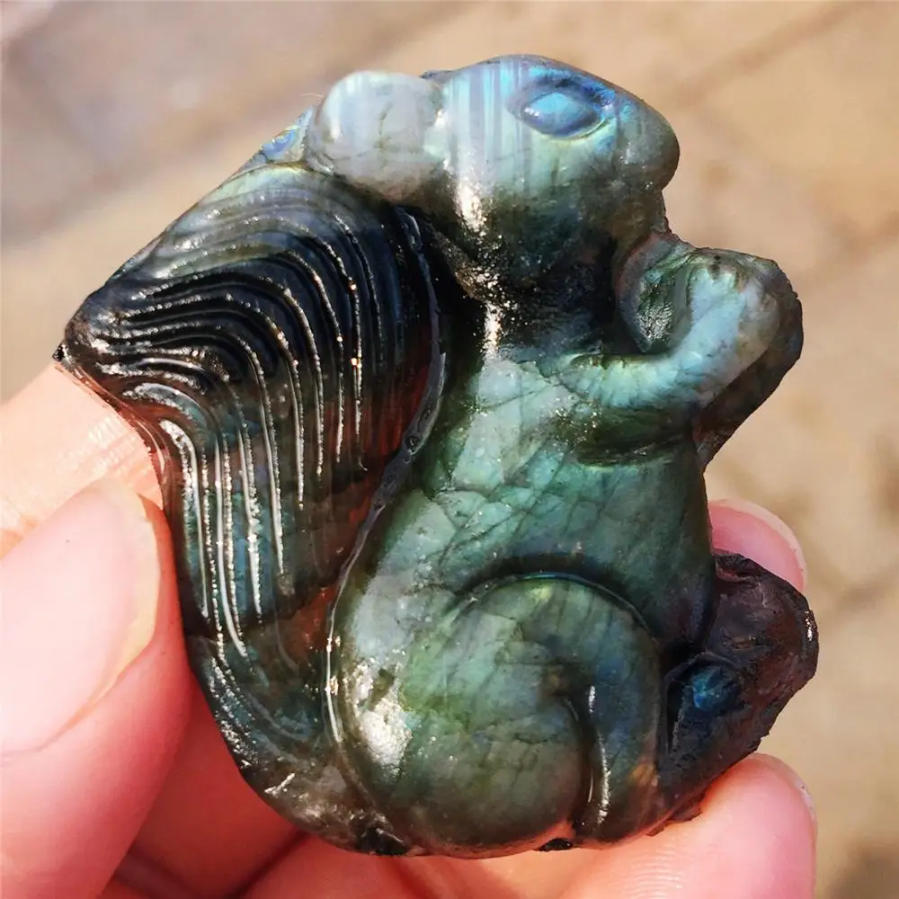 1 шт. AAAA Красивая кристальная Резьба Натуральный ручной работы Лабрадор камень