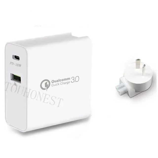 Австралия (AU) PD 30 W зарядное устройство для iPhone samsung huawei Tablet QC 3,0 быстрое настенное зарядное устройство США ЕС Великобритания штекер Адаптер мульти Тип C USB быстрое зарядное устройство - Тип штекера: Австралия (AU)