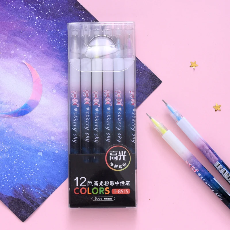 6 шт./партия 12 цветов с двойной головкой маркер звездное небо цветная гелевая
