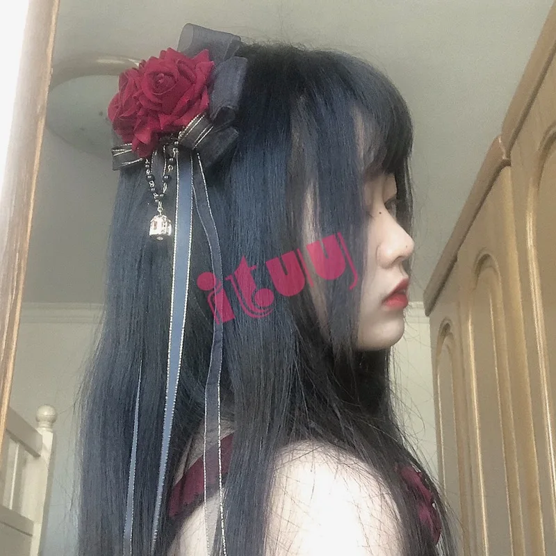 Богиня невесты Лук Кружева Роза KC цепочка из бисера Кулон Готический зажим для