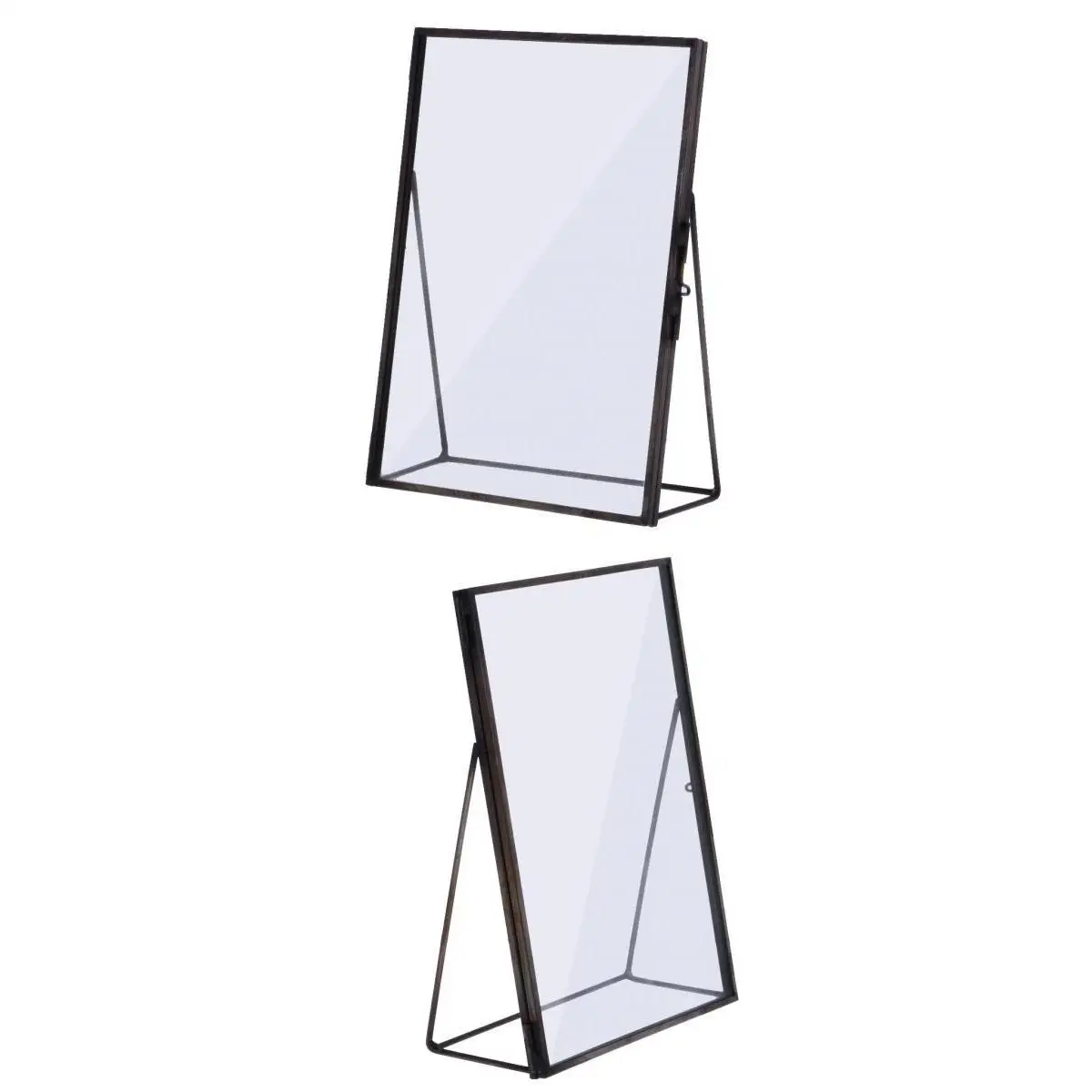 

2 шт. винтажных отдельно стоящих стеклянных металлических фоторамки 15x20 см + 10x15 см