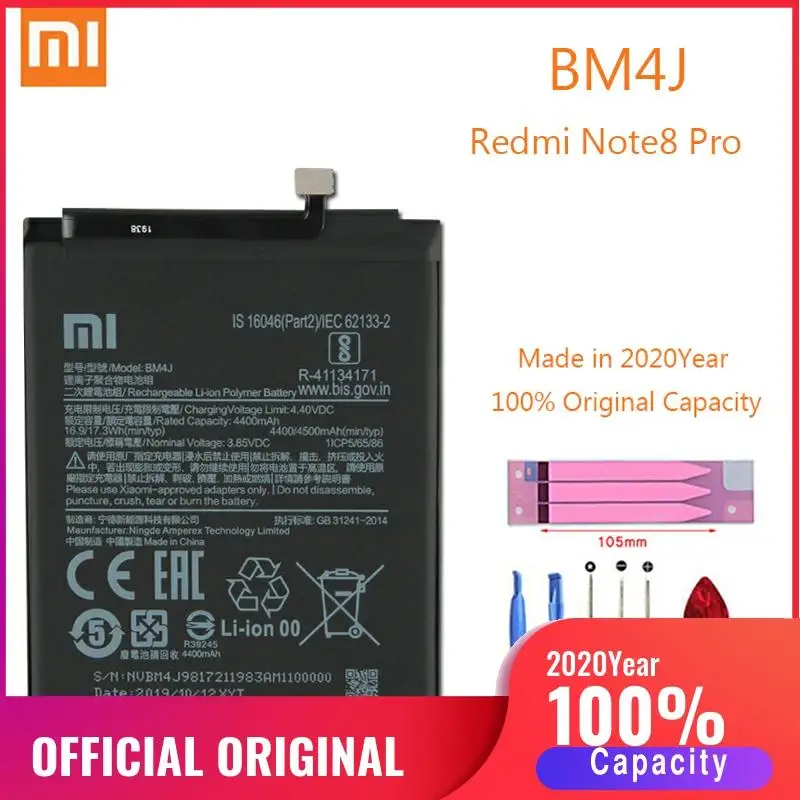BM4J 100% Оригинальный телефонный аккумулятор XIAO MI для Xiaomi Redmi Note 8 Pro сменные батареи