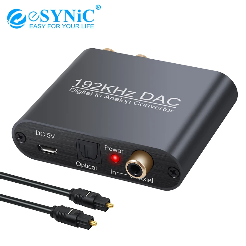 ESYNiC цифро-аналоговый аудио конвертер коаксиальный оптический Toslink RCA R/L 3 5 мм