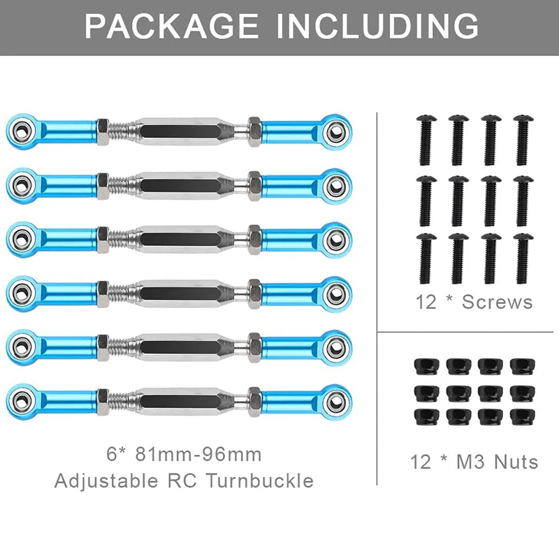 6 RC Регулируемый винтовой стержень из алюминиевого сплава Шатун 1/10 рулевой для