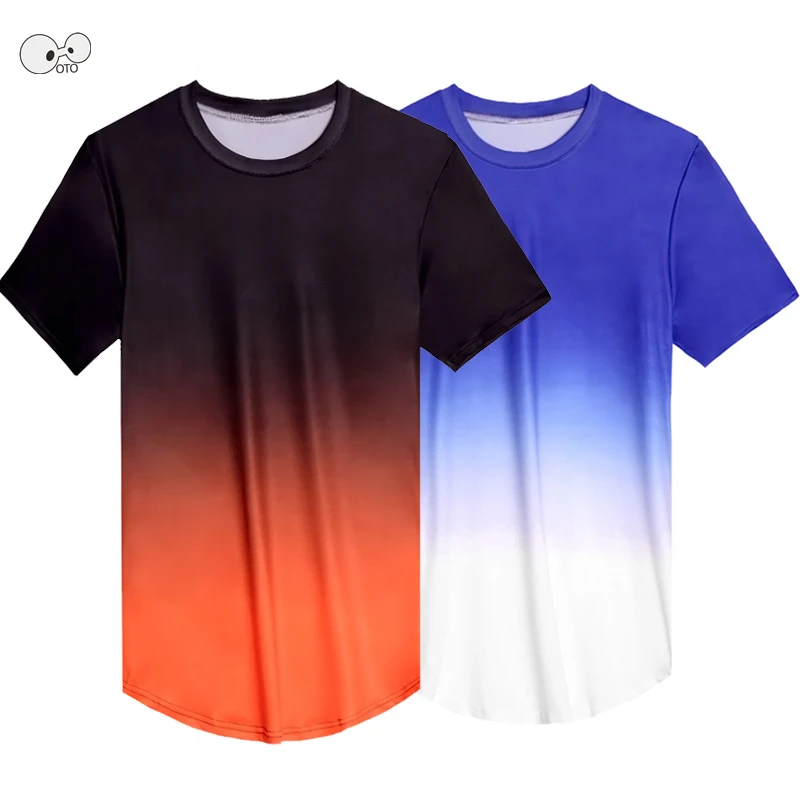 Quick Dry 3D Gradient Color Printed Men's Running T-Shirt Short Sleeve Gym Fitness Loose Shirts Soccer Jersey Sportswear Clothes