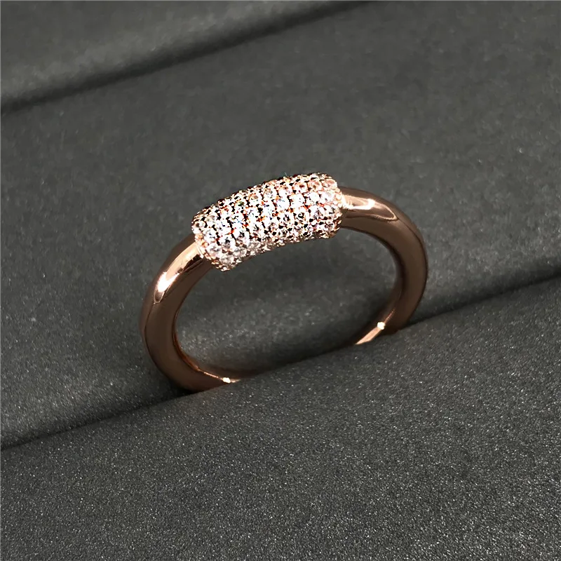 

s925 sterling silver February new pink gold round big ring female fashion personality bohemian style French light luxury jewelry