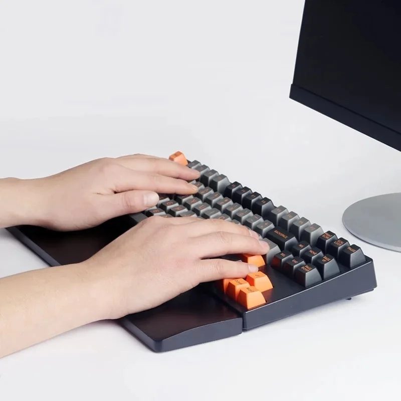 

Black Wood Hand Rest For Mechanical Keyboard Solid Wooden Wrist Pad Palm Support Compatible 61/87/104Keys For Office House Game
