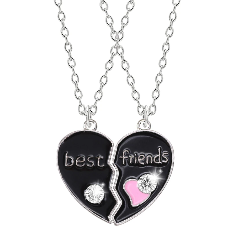 

New 2021 Necklace Female Girlfriends Best Friend Choker BFF Friendship Pink Heart-shaped Alloy Pendant Fashion Jewelry Gift