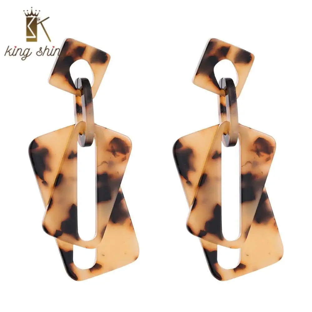 

Za Vintage Geometric Leopard Statement Dangle Earrings for Woman Simple Design Hollow Square Woman Wedding Party Dangle Earrings