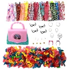 Аксессуары для кукол, 1 комплект, сапоги для обувь для куклы Барби, мини-платье, сумочка, корона, ожерелье, очки, кукольная одежда, детская игрушка в подарок