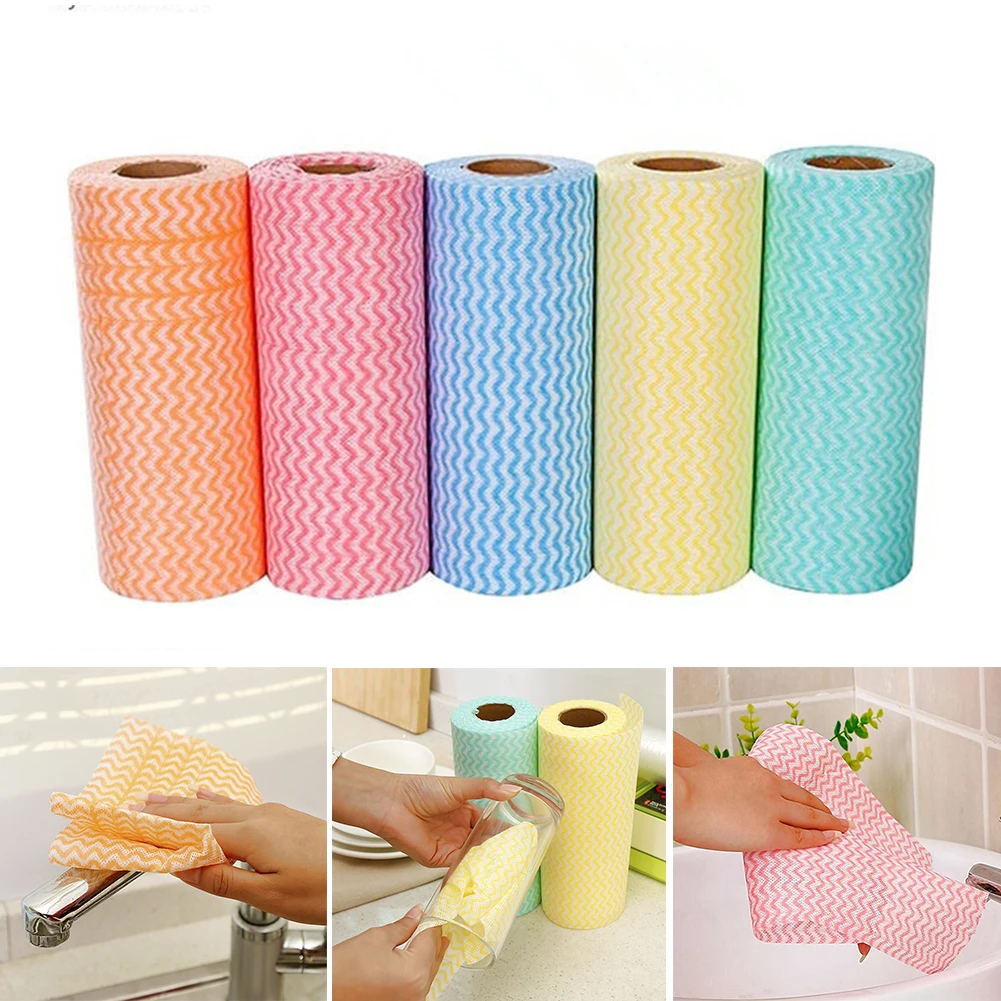 1 рулон Экологически чистая Моющаяся Ткань Нетканая тряпка для мытья посуды без