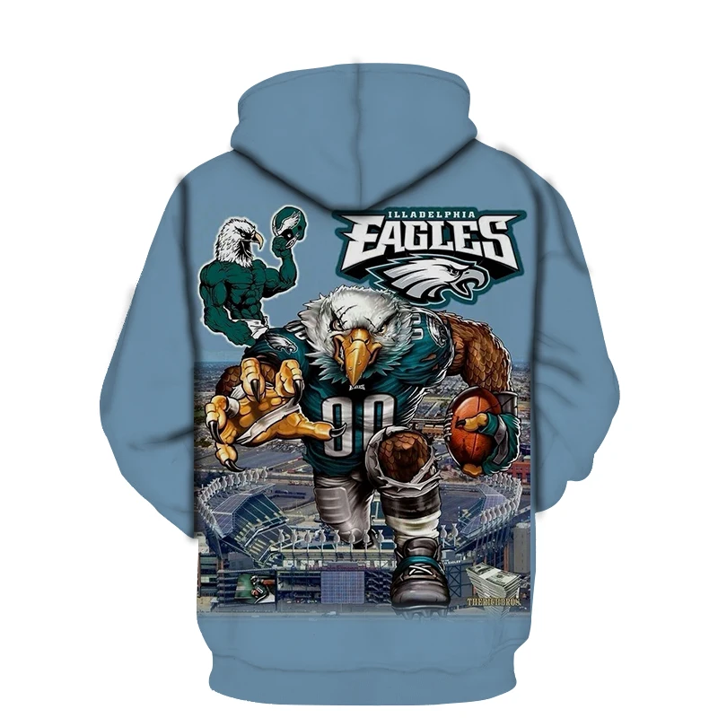 

Men's Fall Winter Hoodie Unisex 3D Printed Rugby Football Print Sports Pullover Comfortable Streetwear Hip Hop Oversized Coat