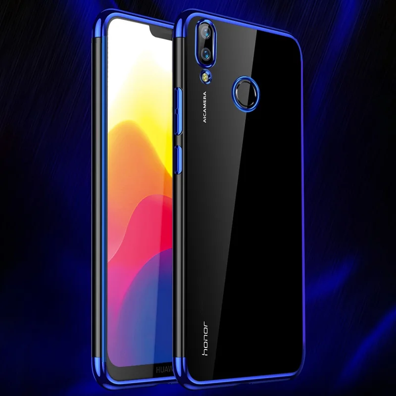 Blue Huawei P Smart чехол, прозрачное покрытие, Мягкая силиконовая задняя крышка для huawei P Smart Plus P Smart Z Phone Coque - Цвет: Blue