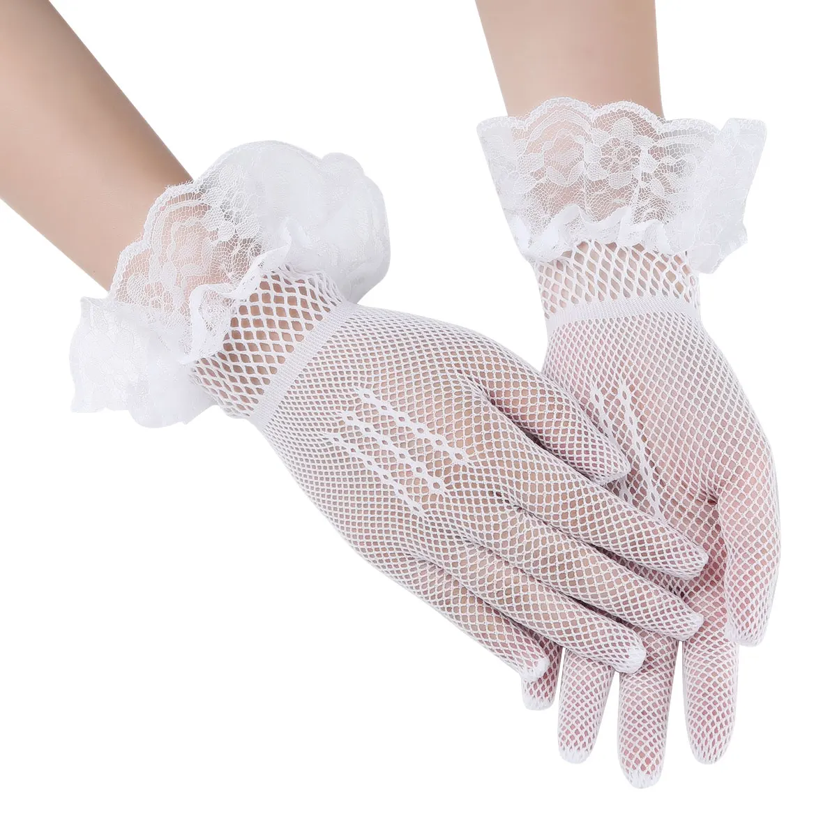 Элегантные Перчатки для невесты сексуальные ажурные Ажурные кружевные варежки с
