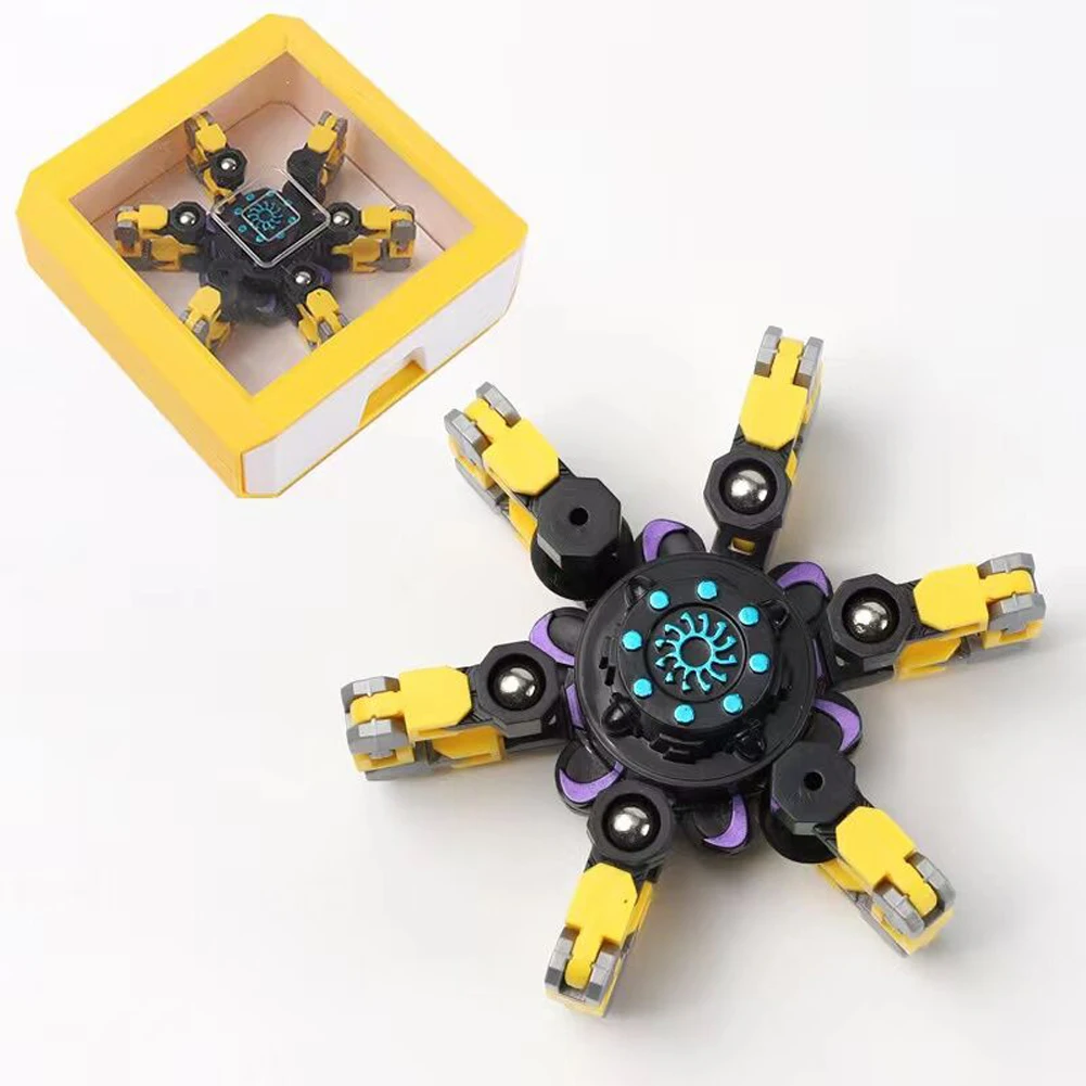 Diy Deformable Stress Relief Toy Fingertip Spin Top Fidget Turnable Creative Spin-ner Mechanical Chain Gyroscope Robot | Игрушки и хобби