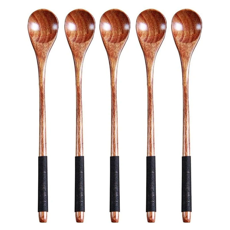 

5 Pcs Wooden Spoons Cooking Spoons Honey Spoons Rice Spoons Mixing Spoon Wooden Teaspoon for Coffee Tea Jam Bath Salts