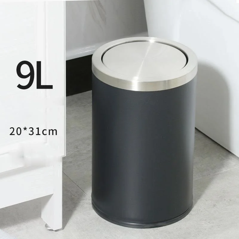 

Stainless Steel Trash Can Shake Cover Home Bathroom Kitchen Living Room Flip Light Luxury with Cover Gold Large Trash Can