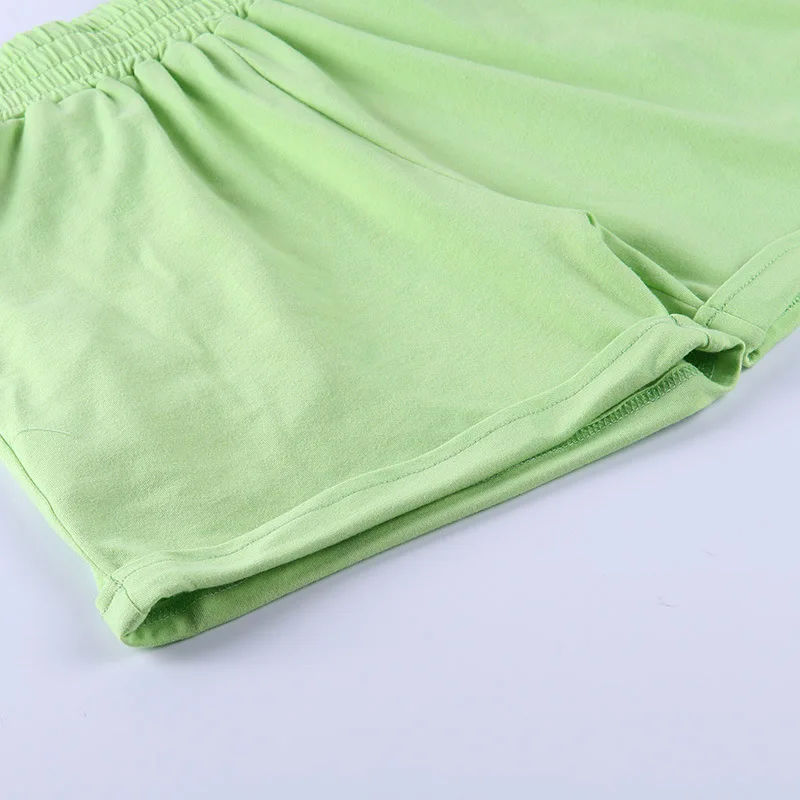 

High Street 2020 New Arrivals Sexy Short Sleeve Turtleneck Green Pink Two Piece Women Set Fashion Designer Women's Set