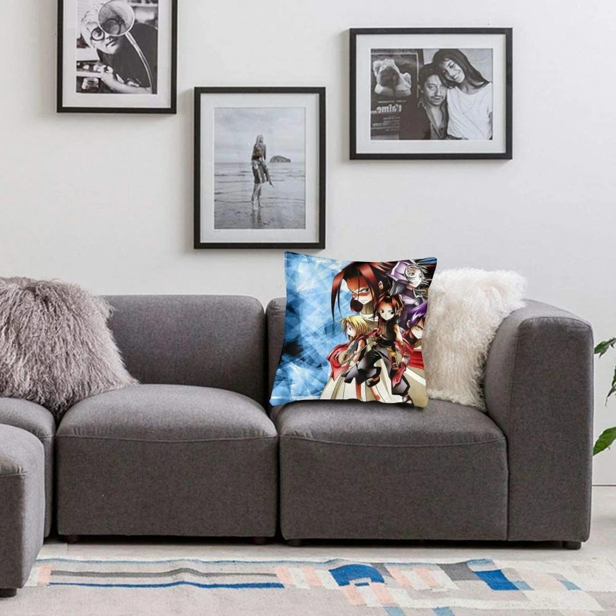 

Soft Decorative Velvet Square Shaman King Sofa Bed Throw Pillow Covers Cushion Cases
